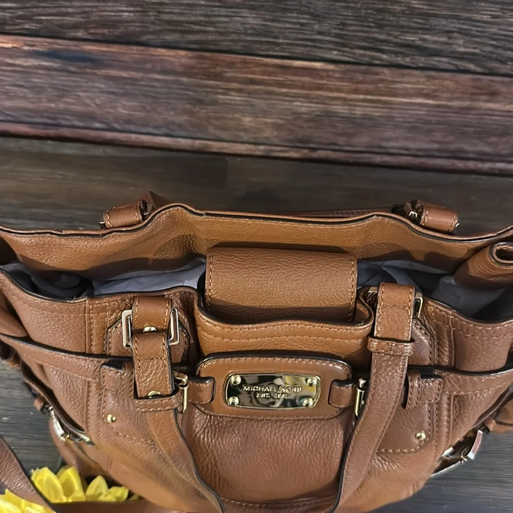 MICHAEL KORS GANSEVOORT LARGE LIGHT BROWN LEATHER TOTE BAG!